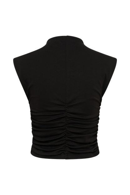 Ellia High Neck Sleeveless Top - Black