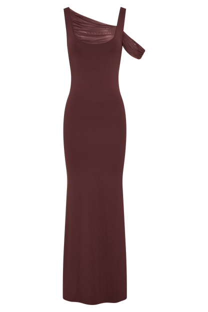 Janette Recycled Nylon And Mesh Sleeveless Maxi Dress - Mahogany