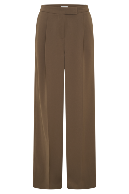 Faith Suiting Wide Leg Pant - Cacao Brown