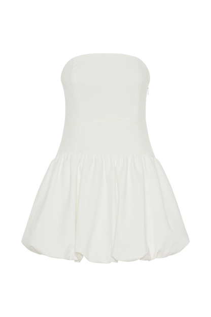 Clementina Strapless Bubble Mini Dress - White