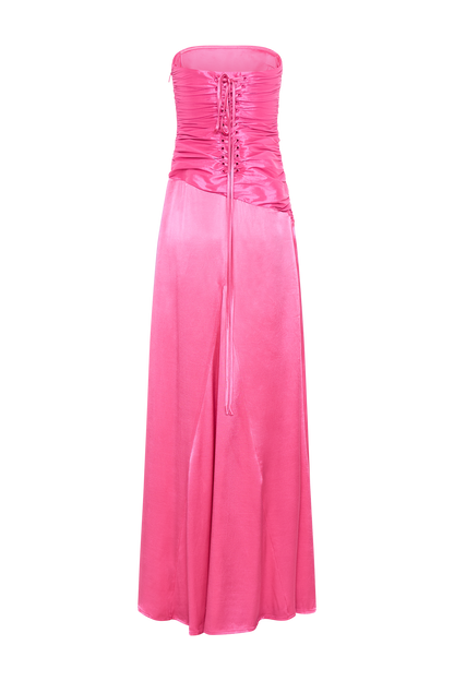 Serena Strapless Taffeta Maxi Dress - Crimson Pink