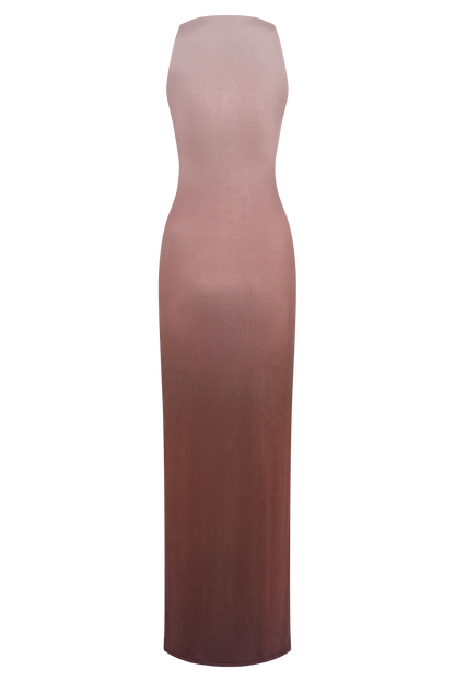 Stella Draped Slinky Maxi Dress - Mocha Ombre