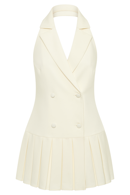 Antoinette Pleated Mini Dress - Ivory