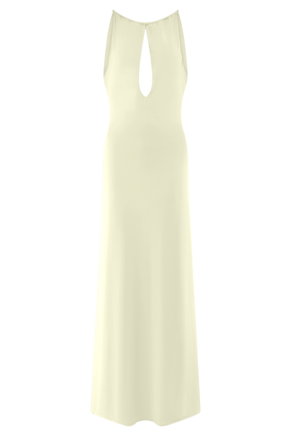 Beryl Slinky Maxi Dress With Pearls - Ivory
