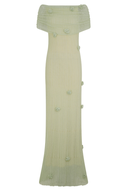 Brynn Orchid Knit Maxi Dress - Pastel Green