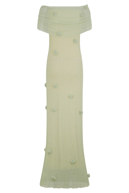 Brynn Orchid Knit Maxi Dress - Pastel Green