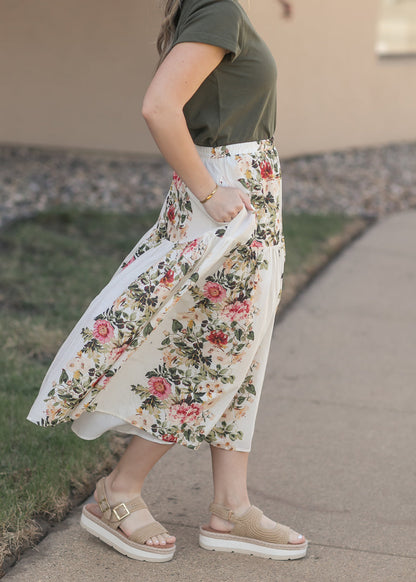 Tiered Floral Midi Skirt