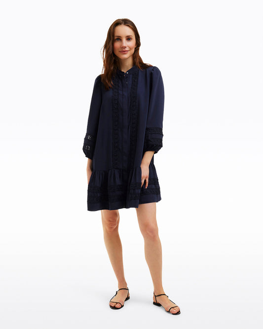 Molly Mini Dress in Embroidered Stripe