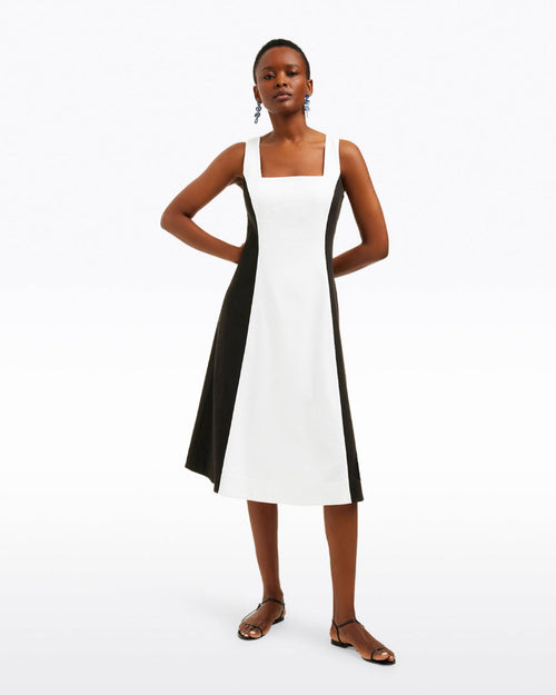 Genevieve Midi Dress in Black and White