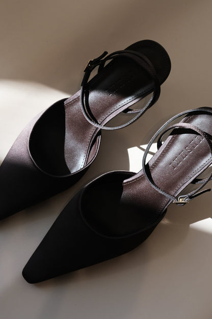 Marley Satin Pointed Heel - Chocolate