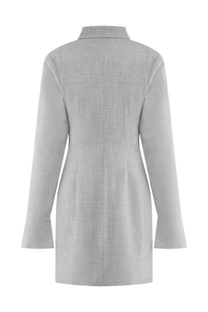 Dorian Fitted Shirt Mini Dress - Charcoal Marle