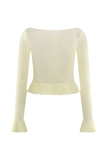 Eleanor Knit Frill Cardigan - White