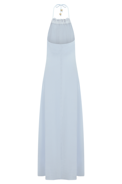 Abeda Cotton Maxi Dress With Hardware - Pale Blue