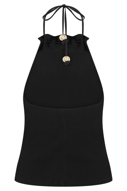 Abeda Cotton Top With Hardware - Black
