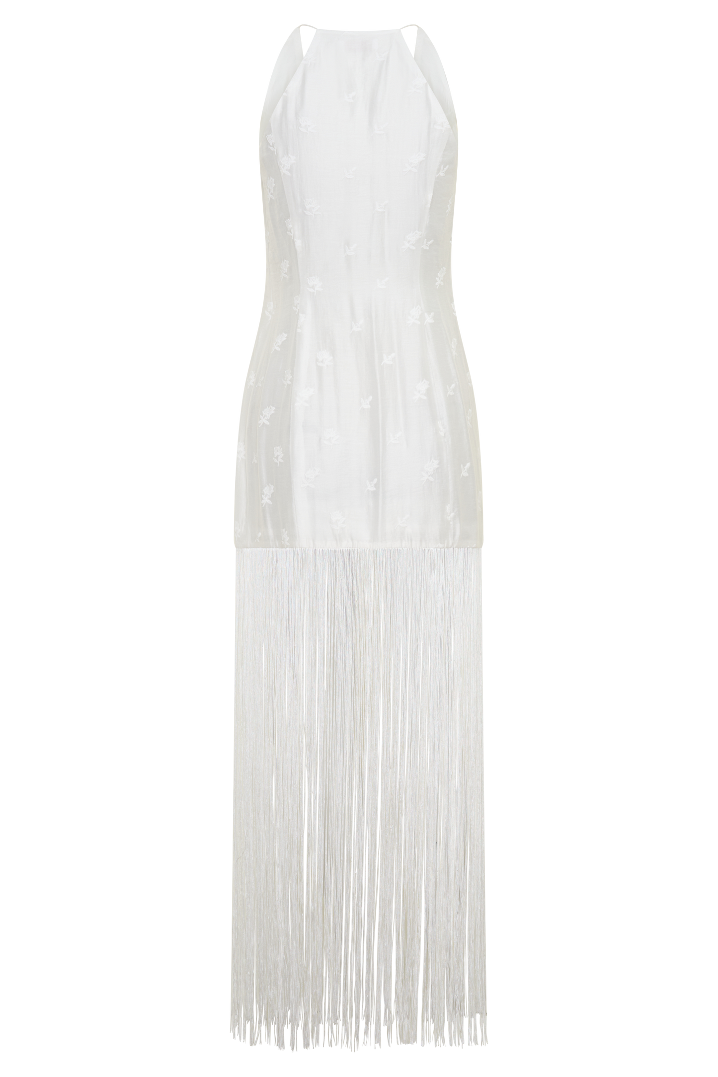 Abigail V Neck Fringe Maxi Dress - White