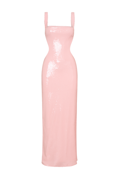Adoria Sequin Cut Out Maxi Dress - Pale Pink