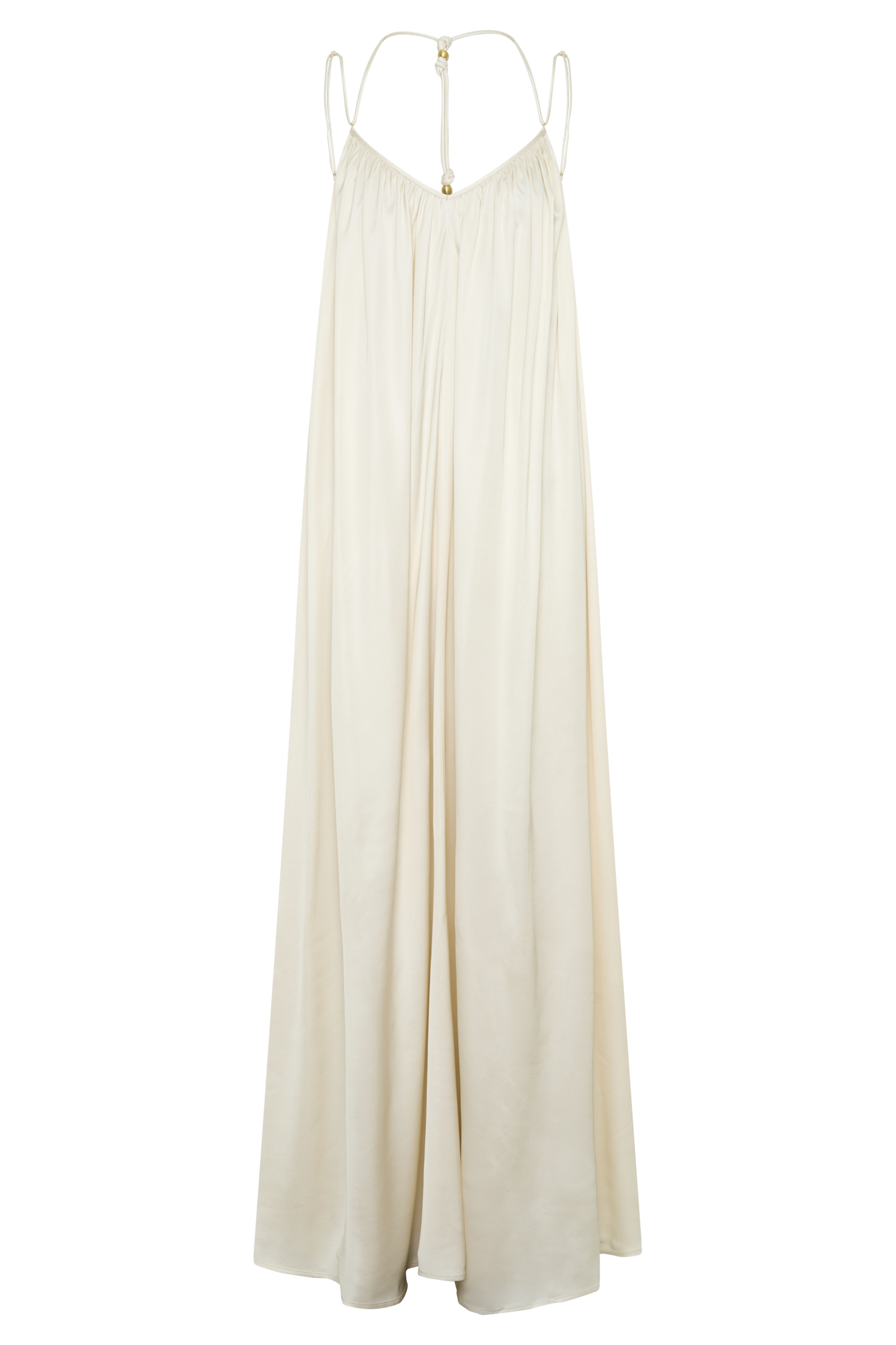 Adriana Satin Gathered Maxi Dress - Buttercream