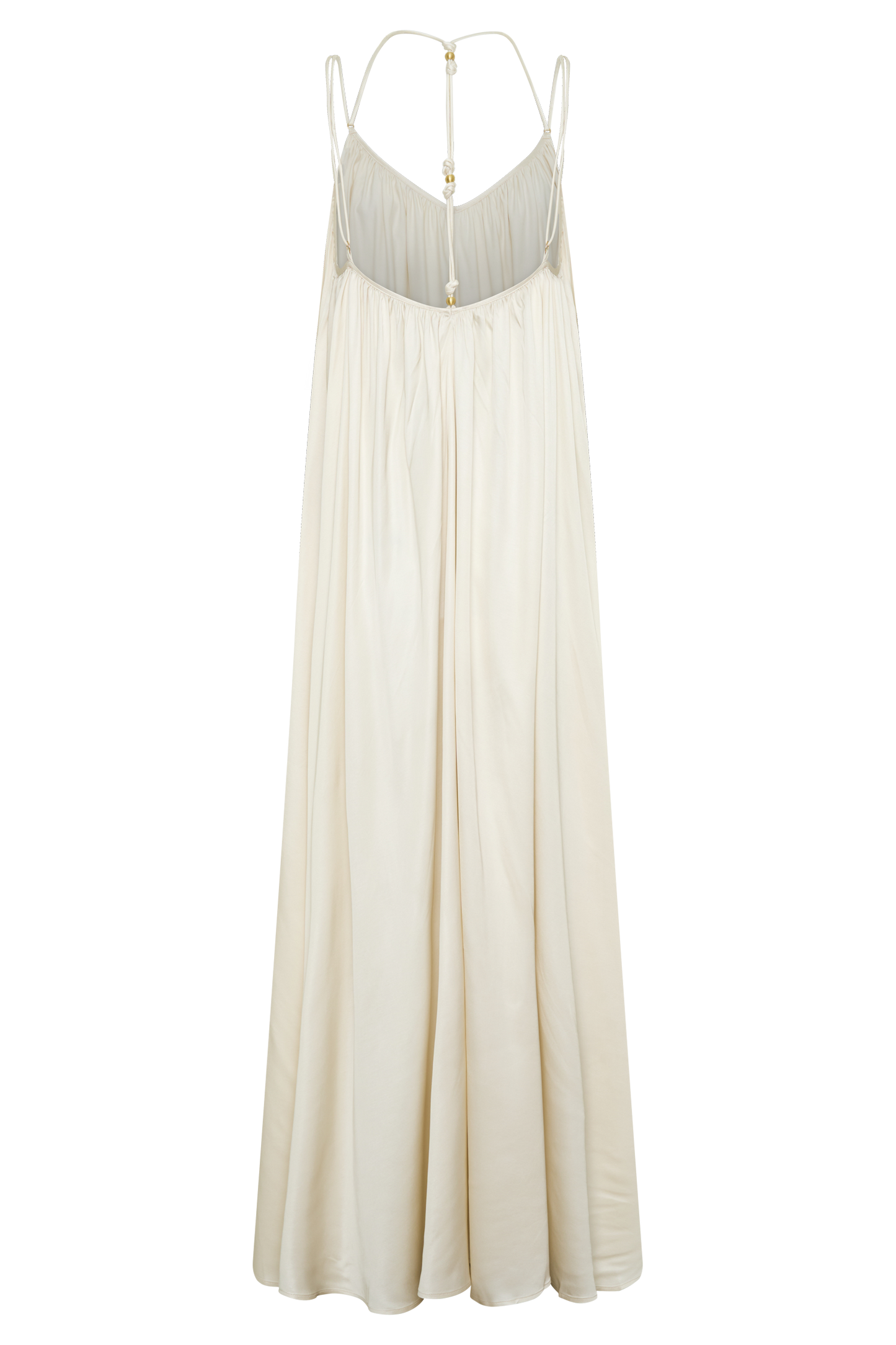 Adriana Satin Gathered Maxi Dress - Buttercream