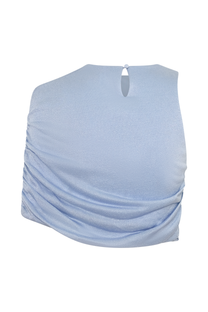 Adrienne One Shoulder Lurex Top - Pastel Blue