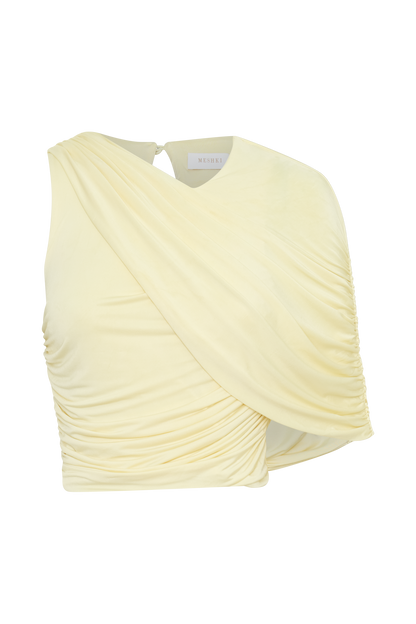 Adrienne One Shoulder Slinky Top - Lemon
