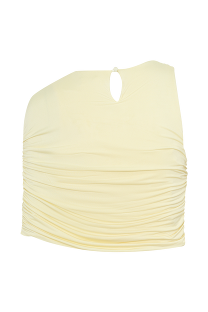 Adrienne One Shoulder Slinky Top - Lemon