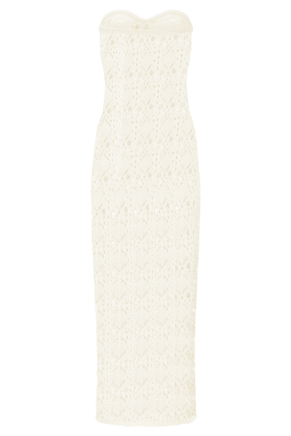 Aeline Strapless Crochet Knit Top - Ivory