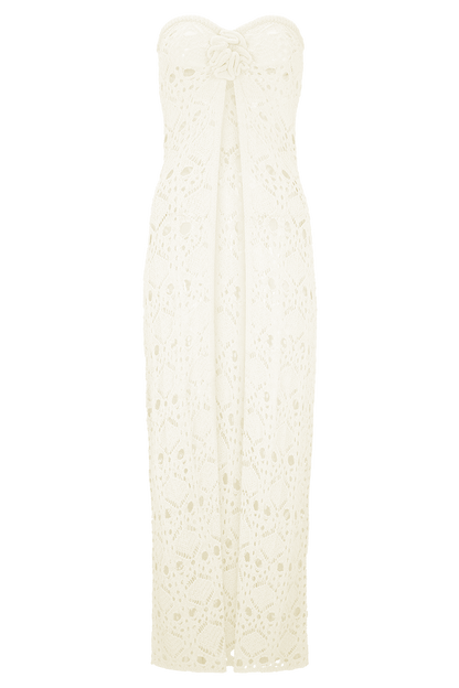 Aeline Strapless Crochet Knit Top - Ivory