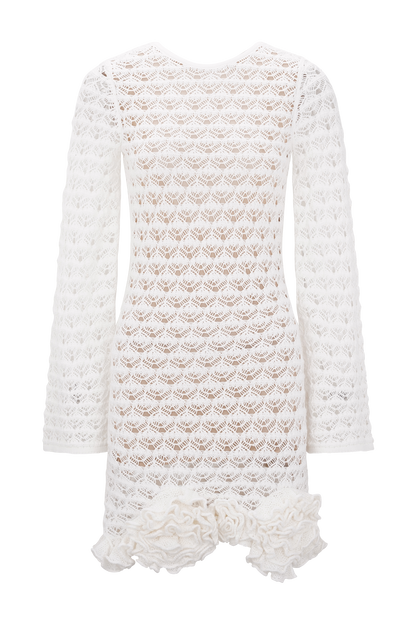Aileen Ruffle Crochet Mini Dress - Ivory