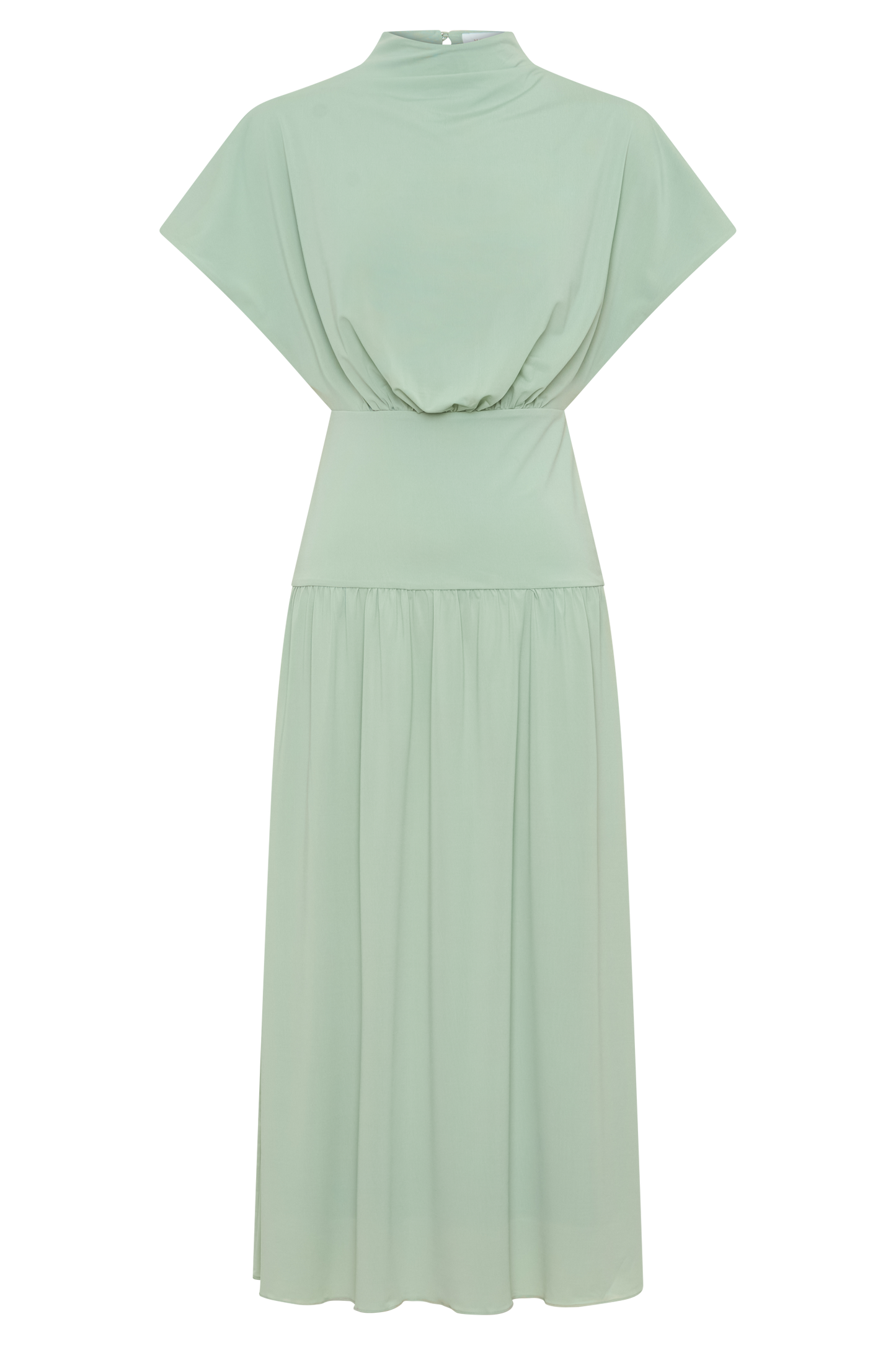 Ailla High Neck Cowl Midi Dress - Aqua Grey