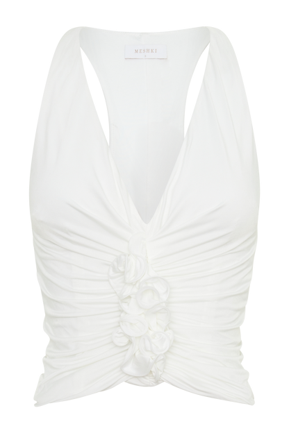 Alessandra Slinky Ruffle Top - Ivory