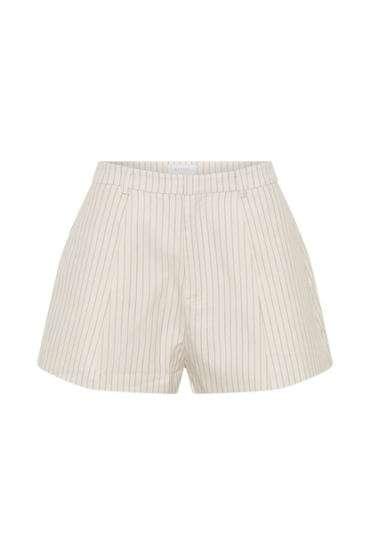 Alina Pintuck Cotton Shorts - Stripe