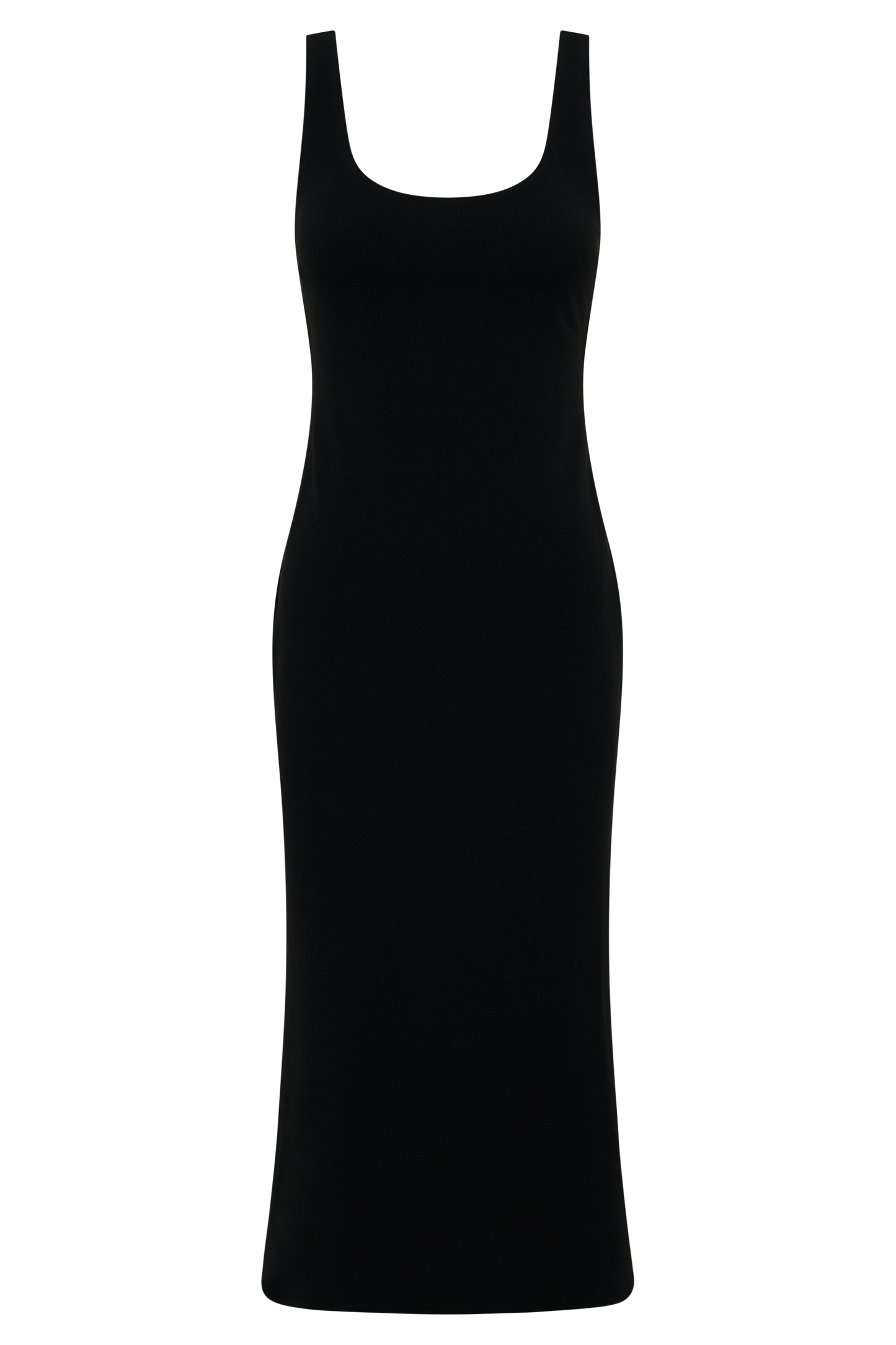 Allyra Scoop Stretch Crepe Midi Dress - Black