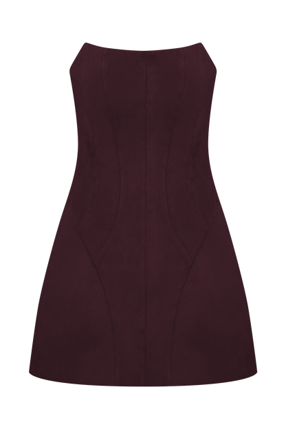 Andy Faux Suede Mini Dress - Wine