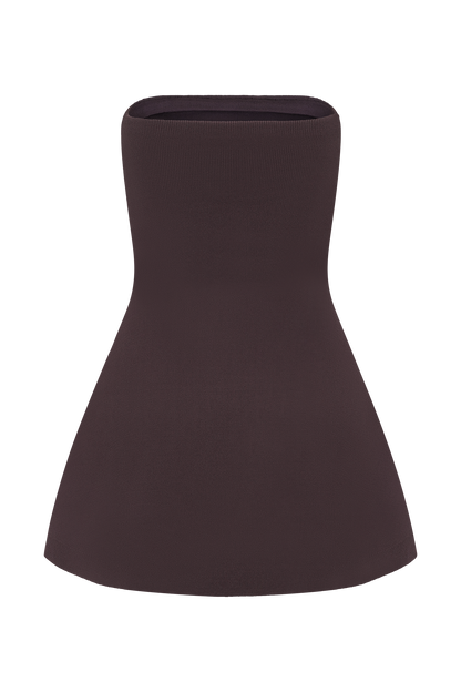 Anette Bandage Knit Strapless Top - Chocolate