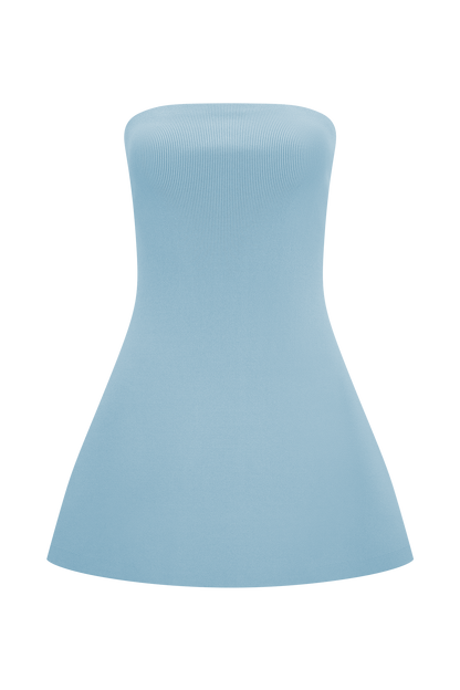 Anette Bandage Knit Strapless Top - Sky Blue