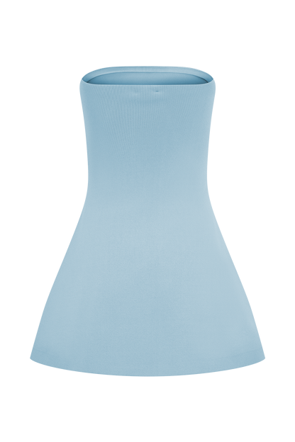 Anette Bandage Knit Strapless Top - Sky Blue