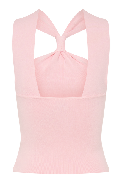 Angelika Twist Front Knit Top - Baby Pink