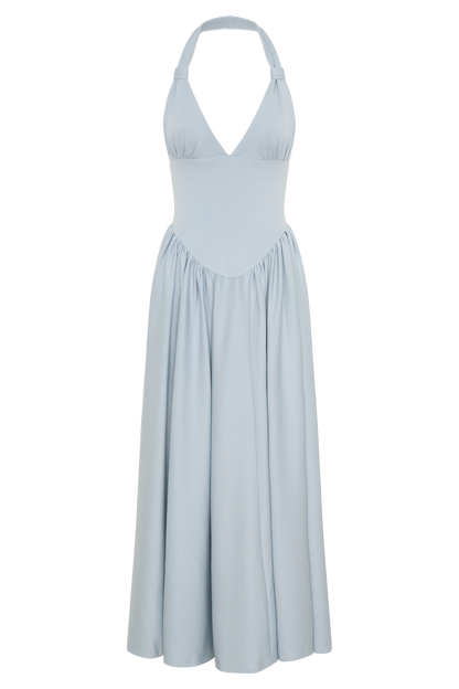 Angelina Scuba Halter Midi Dress - Pale Blue
