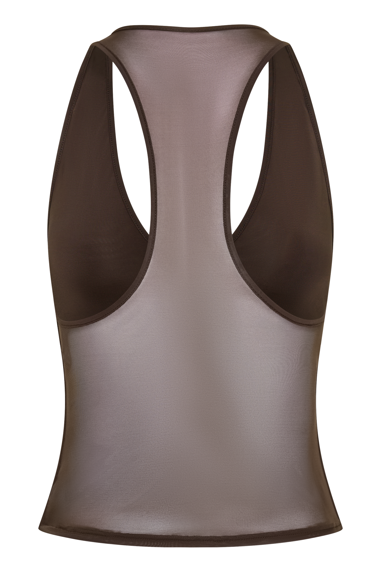 Aspyn Slinky And Mesh Top - Chocolate