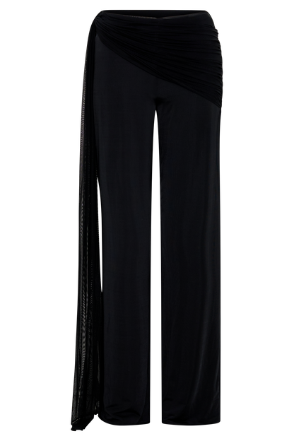 Aspyn Slinky Gathered Wide Leg Pants - Black