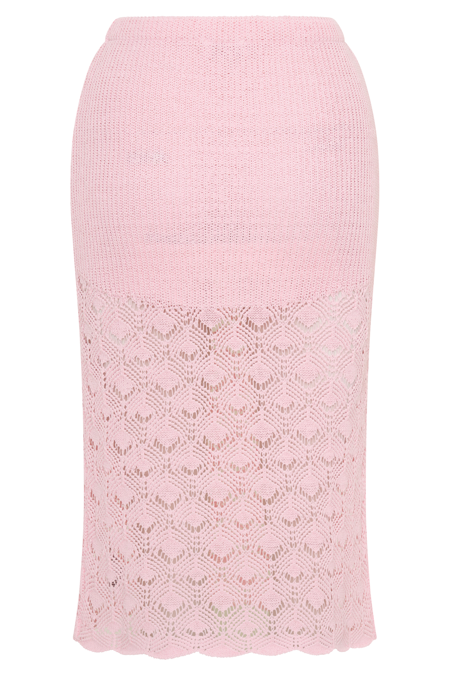 Atlantis Crochet Knit Midi Skirt - Baby Pink