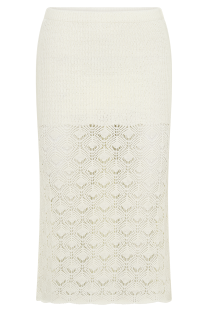 Atlantis Crochet Knit Midi Skirt - White