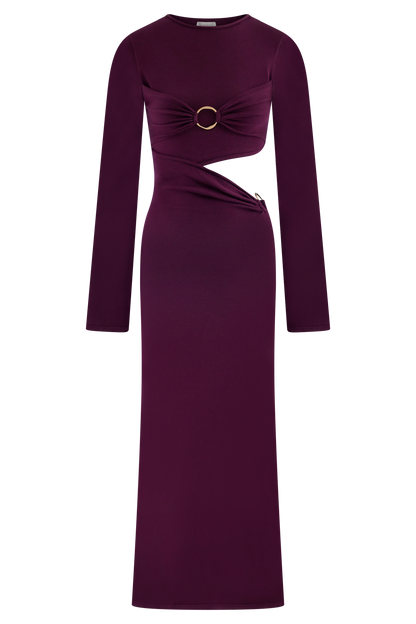 Azariah Long Sleeve Knit Midi Dress - Plum