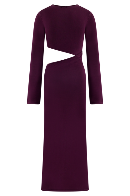 Azariah Long Sleeve Knit Midi Dress - Plum