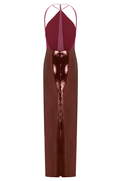 Baldwin Sequin Cut Out Maxi Dress - Mahogany