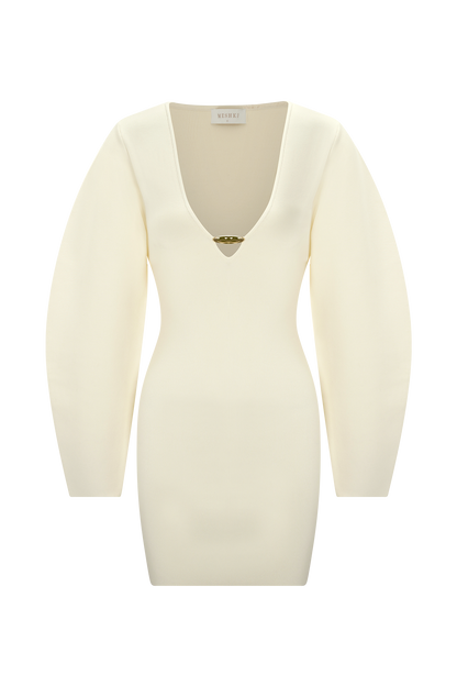Billy Balloon Sleeve Knit Mini Dress - Ivory