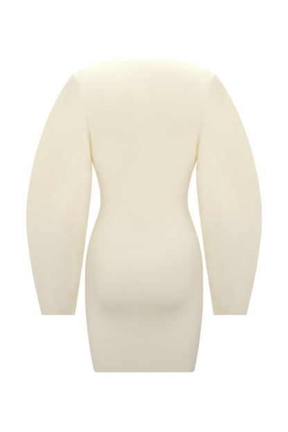 Billy Balloon Sleeve Knit Mini Dress - Ivory
