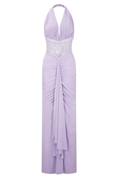 Bonnie Slinky And Lace Maxi Dress - Lilac