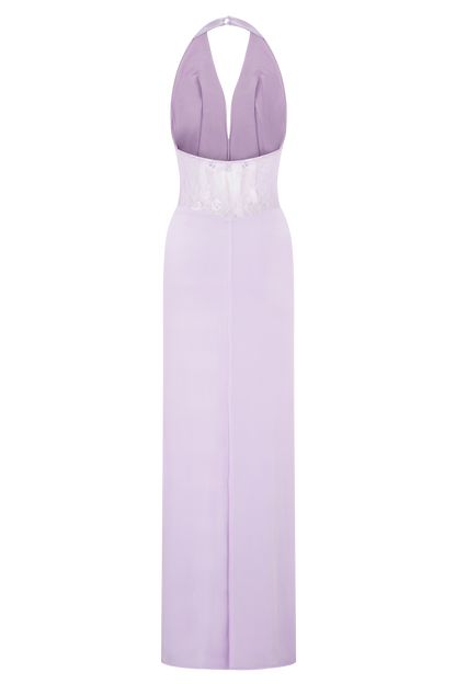Bonnie Slinky And Lace Maxi Dress - Lilac