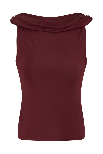 Bridget Slinky Cowl Back Top - Burgundy
